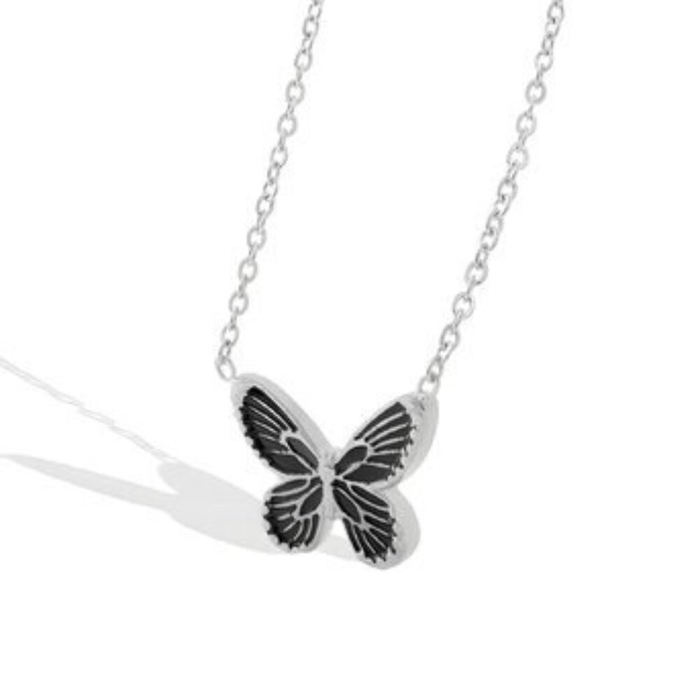 Butterfly Necklace,  stainless steel, enamel